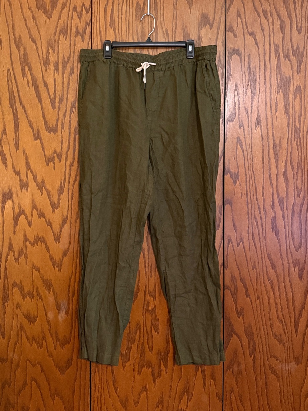 Quince 100% European Linen Drawstring Beach Pants XL Martini Olive